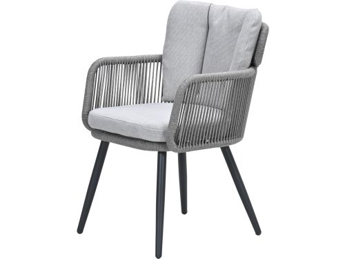 Garden Impressions Linares XL dining tuinstoel frame zwart rope greige