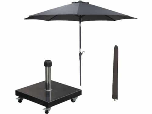Garden Impressions Lotus stokparasol 250x250 cm donker grijs incl parasolhoes