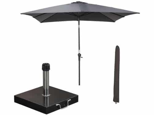 Garden Impressions Lotus stokparasol 250x250 cm donker grijs incl parasolhoes