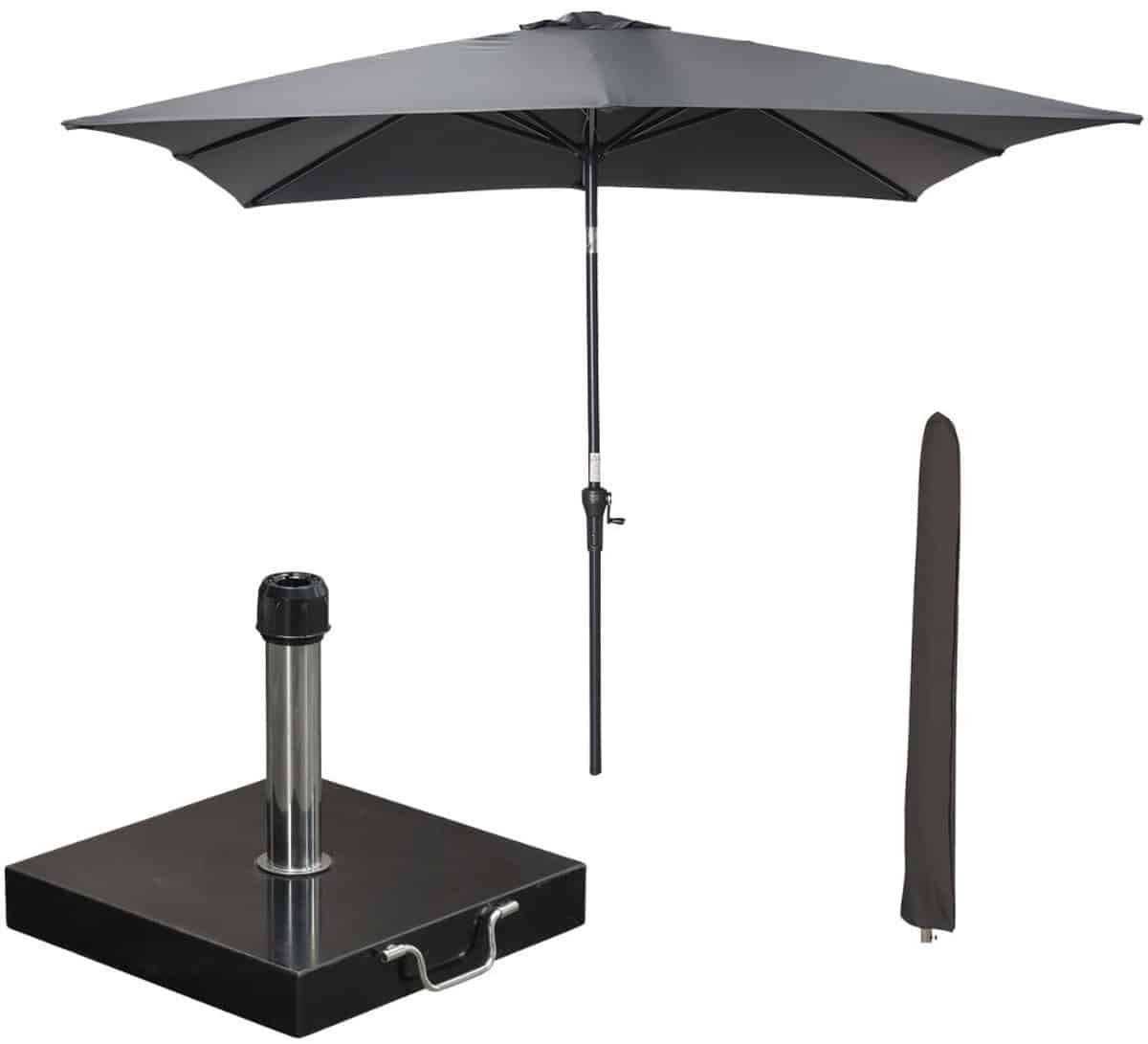 garden impressions lotus stokparasol 250×250 cm donker grijs incl parasolhoes