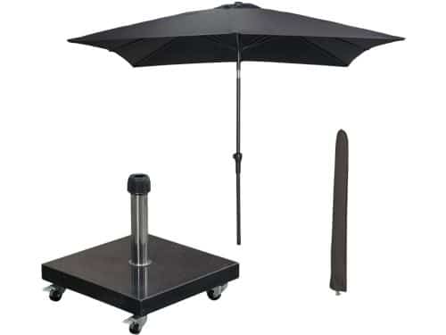 Garden Impressions Lotus stokparasol 250x250 cm - zwart incl parasolhoes