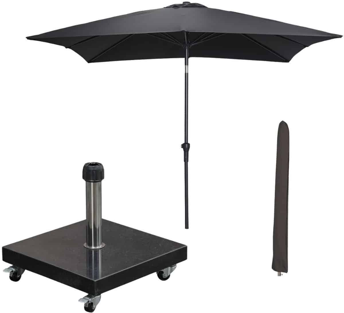 garden impressions lotus stokparasol 250×250 cm zwart incl parasolhoes