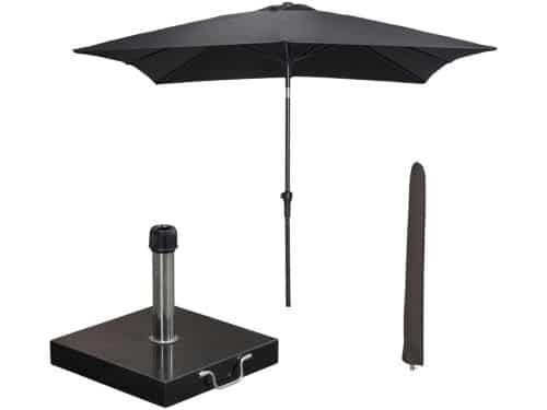 Garden Impressions Lotus stokparasol 250x250 cm - zwart incl parasolhoes