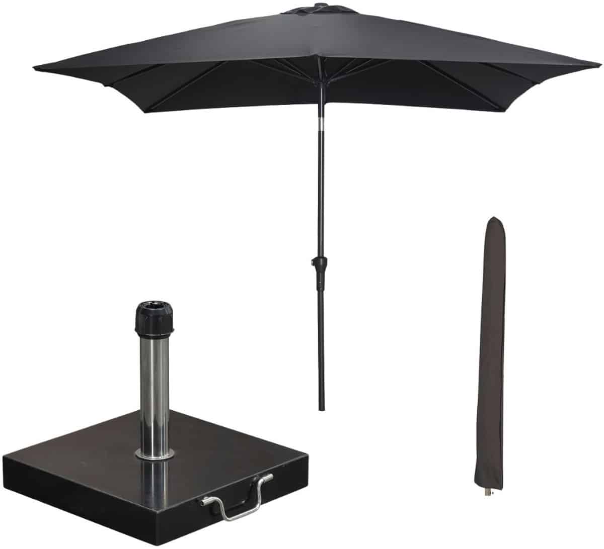 garden impressions lotus stokparasol 250×250 cm zwart incl parasolhoes