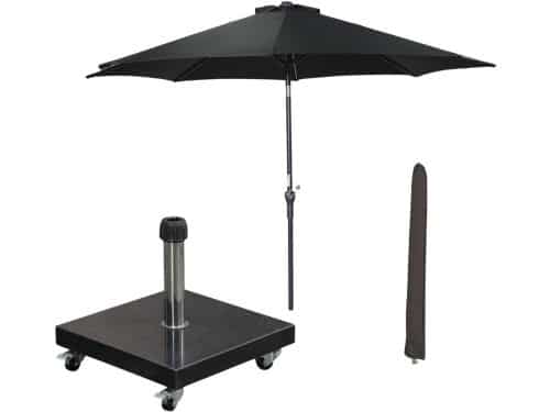 Garden Impressions Lotus stokparasol Ø300 cm - zwart incl parasolhoes