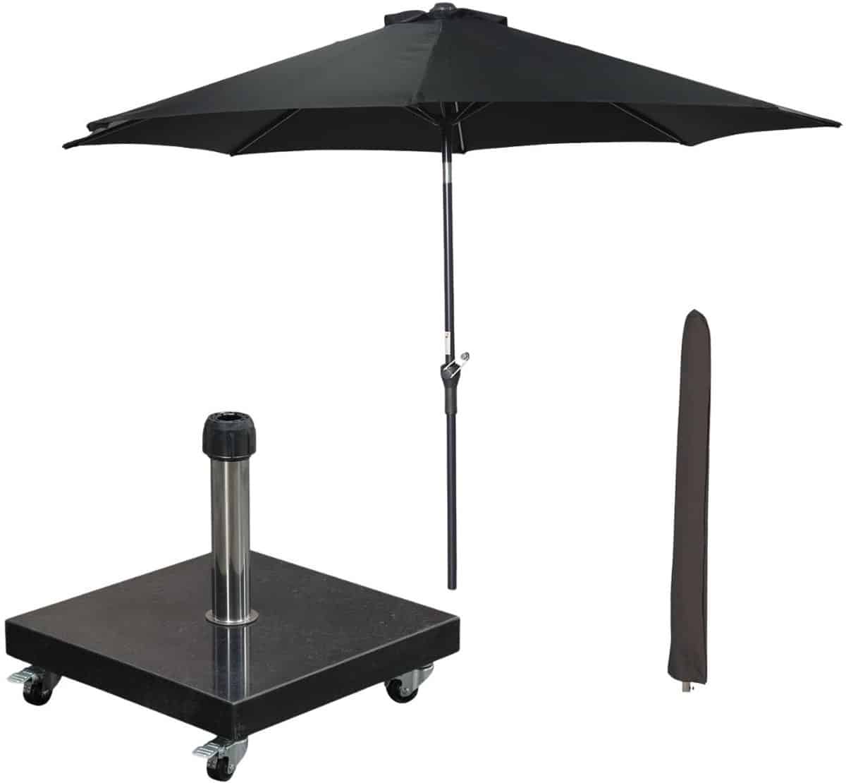 garden impressions lotus stokparasol Ø300 cm zwart incl parasolhoes