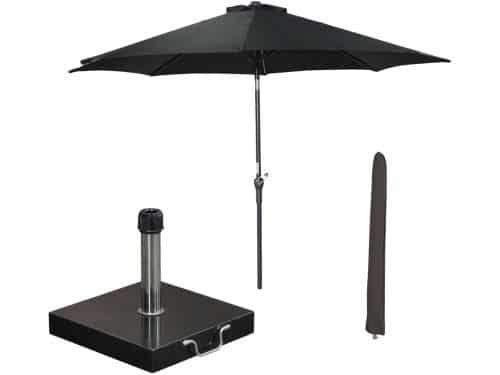 Garden Impressions Lotus stokparasol Ø300 cm - zwart incl parasolhoes