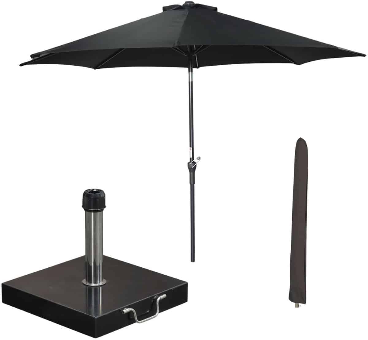 garden impressions lotus stokparasol Ø300 cm zwart incl parasolhoes