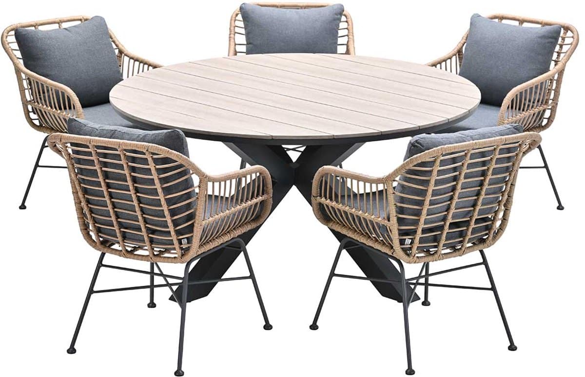 garden impressions lucas tuinset 6 delig bruin tulli tuintafel bruin