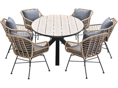 Garden Impressions Lucas tuinset 7-delig bruin - Tulli tuintafel 220x115