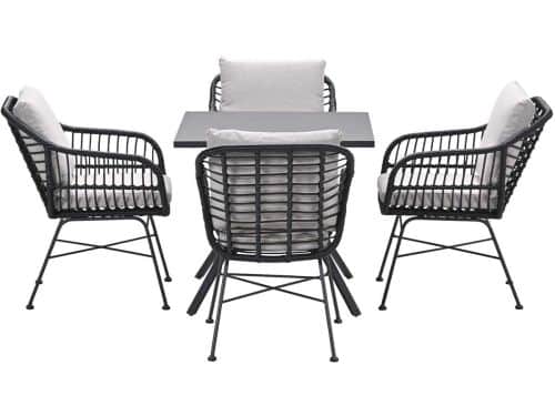 Garden Impressions Lucas tuinset zwart 5-delig - Rimini tuintafel 80x80