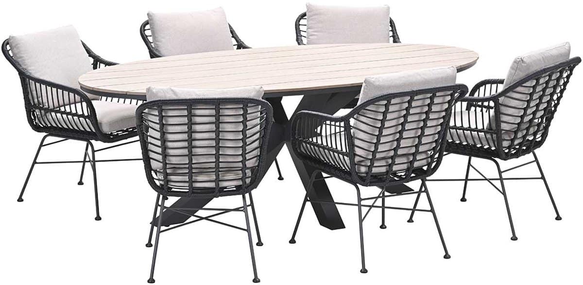 garden impressions lucas tuinset zwart 7 delig tulli tuintafel 220×115