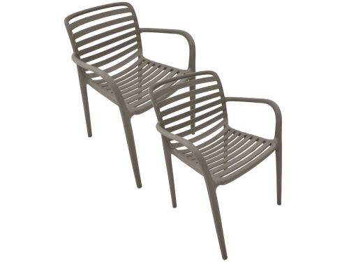 Garden Impressions Mees tuinstoel taupe - 2 stuks