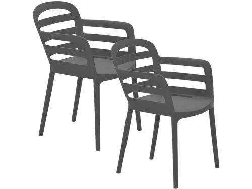 Garden Impressions Mira tuinstoel donker grijs - 2 stuks