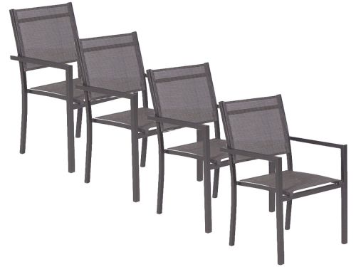 Garden Impressions Moon tuinstoel donker grijs - 4 stuks