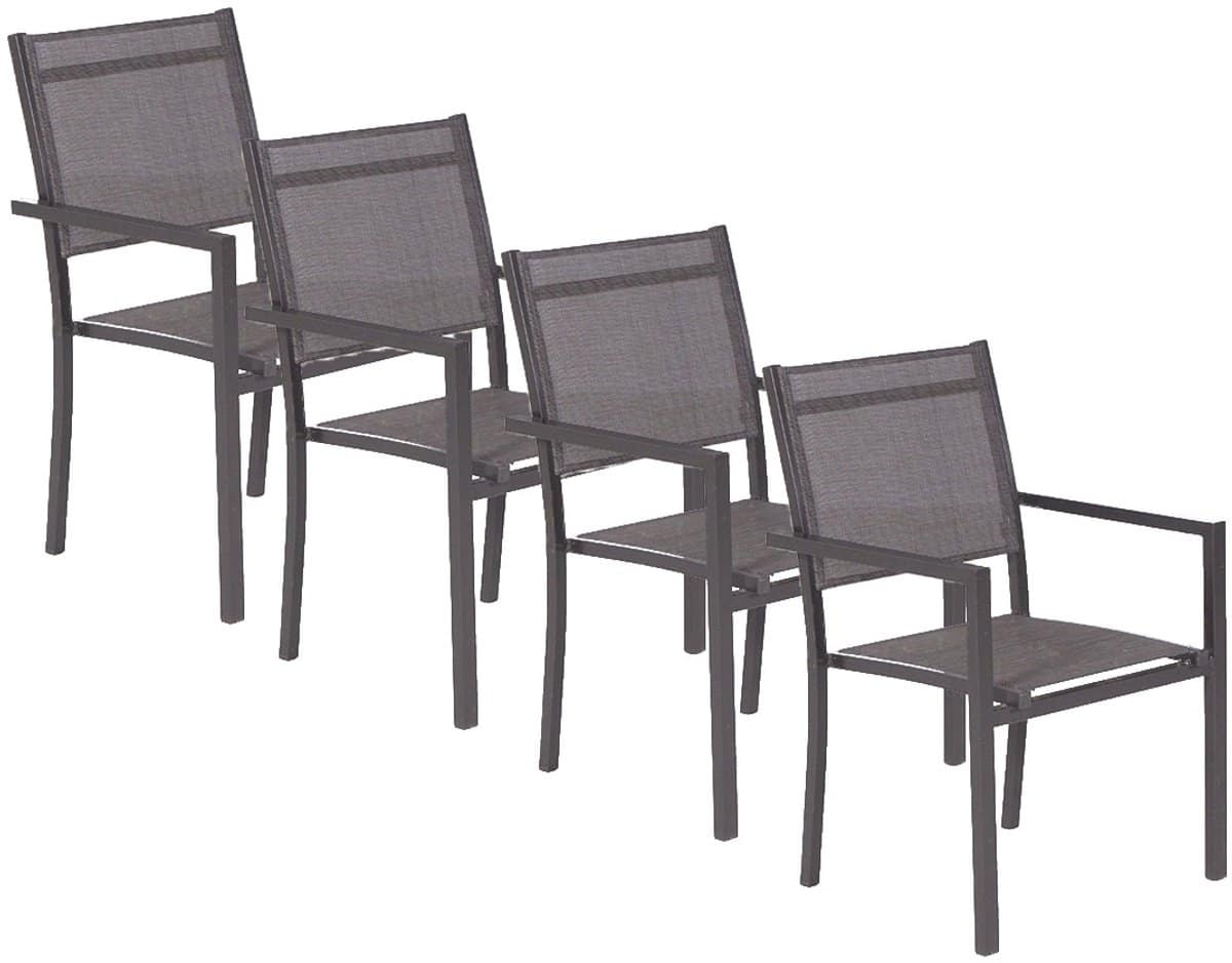 garden impressions moon tuinstoel donker grijs 4 stuks