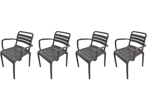 Garden Impressions Orleans tuinstoelen set van 4 - antraciet