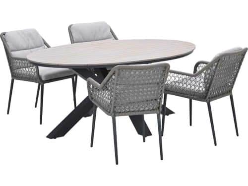 Garden Impressions Pemba tuinset 5-delig - Tulli tuintafel 180x115 cm