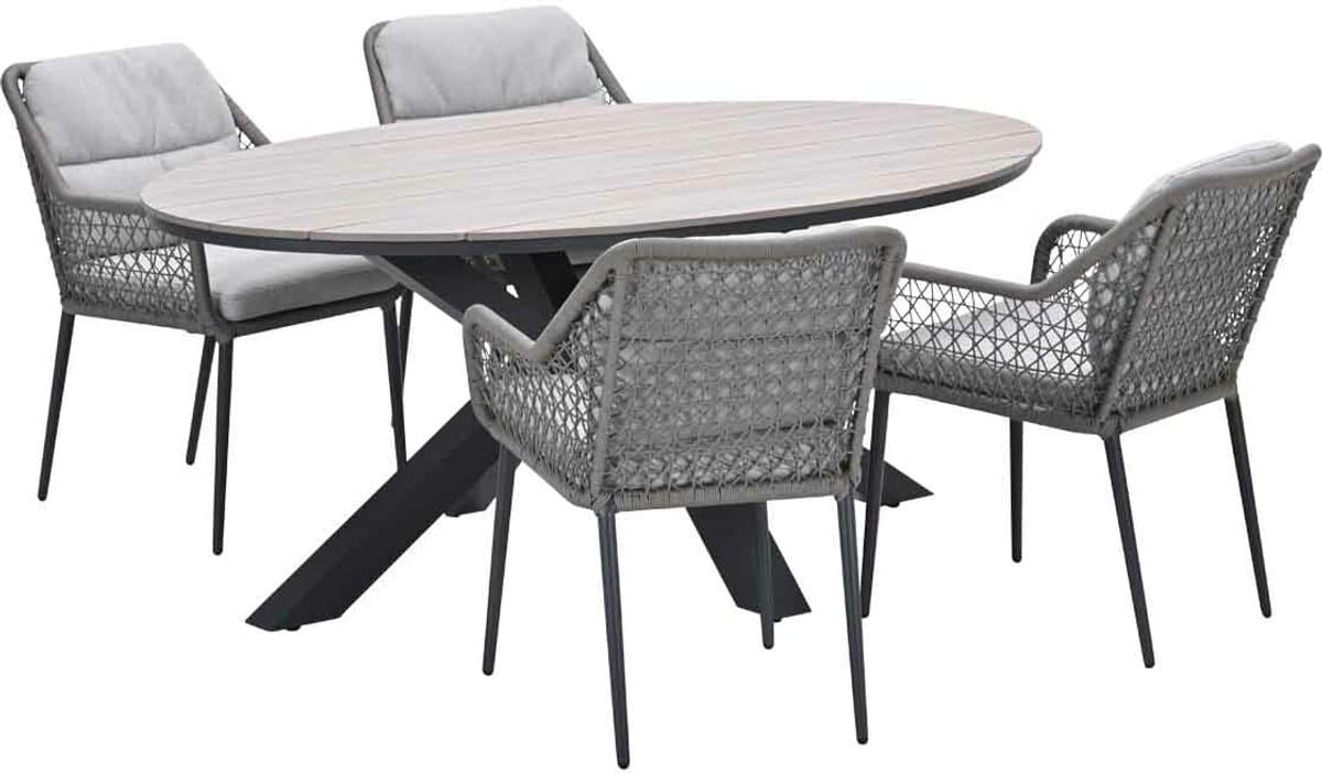 garden impressions pemba tuinset 5 delig tulli tuintafel 180×115 cm