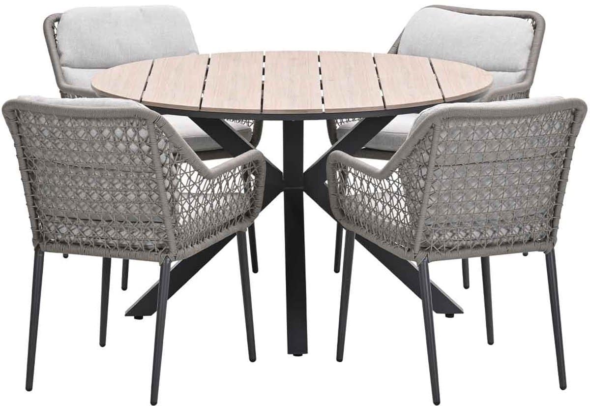garden impressions pemba tuinset 5 delig tulli tuintafel Ø122×75 cm