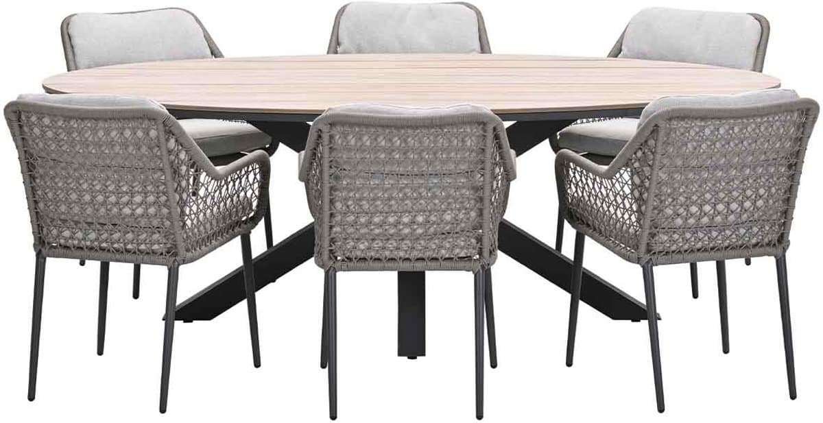 garden impressions pemba tuinset 7 delig tulli tuintafel 220x115xh75 cm