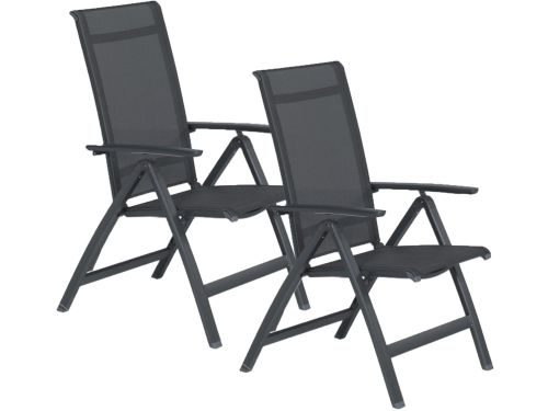 Garden Impressions Santana tuinstoel verstelbaar donker grijs - 2 stuks