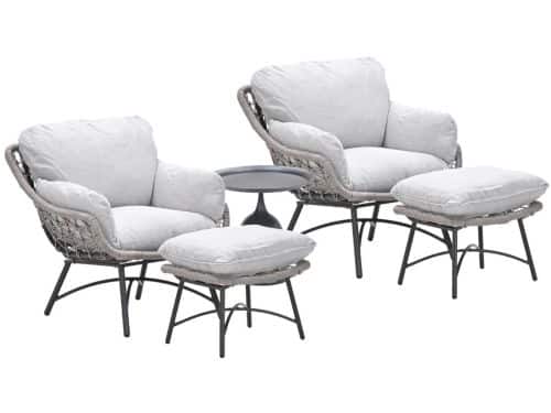 Garden Impressions Selene loungestoelen taupe - Mati bijzettafel Ø50x48 cm