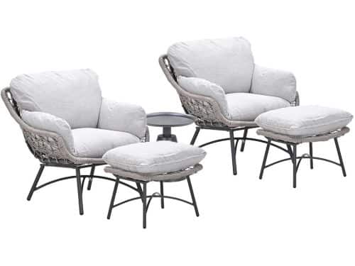 Garden Impressions Selene loungestoelen taupe - Tepa bijzettafel Ø50x48 cm