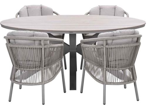 Garden Impressions Sorong tuinset 5-delig - Tulli tuintafel 180x115 cm