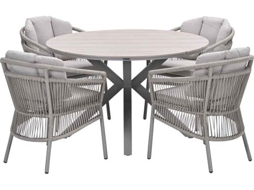 Garden Impressions Sorong tuinset 5-delig - Tulli tuintafel Ø122x75 cm