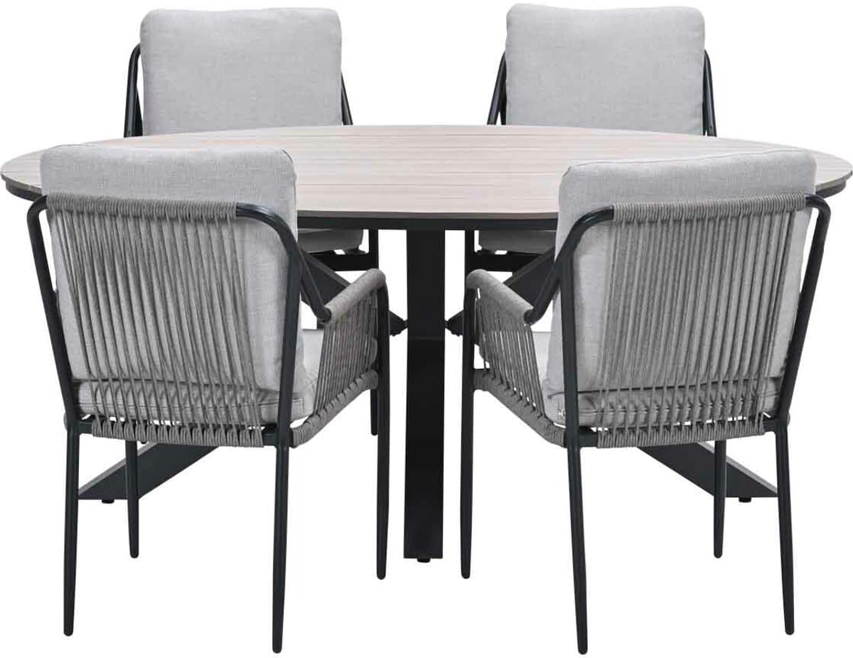 garden impressions stevie tuinset 5 delig taupe tulli tuintafel 180×115