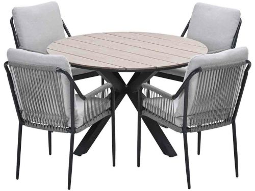 Garden Impressions Stevie tuinset 5-delig taupe - Tulli tuintafel Ø122x75