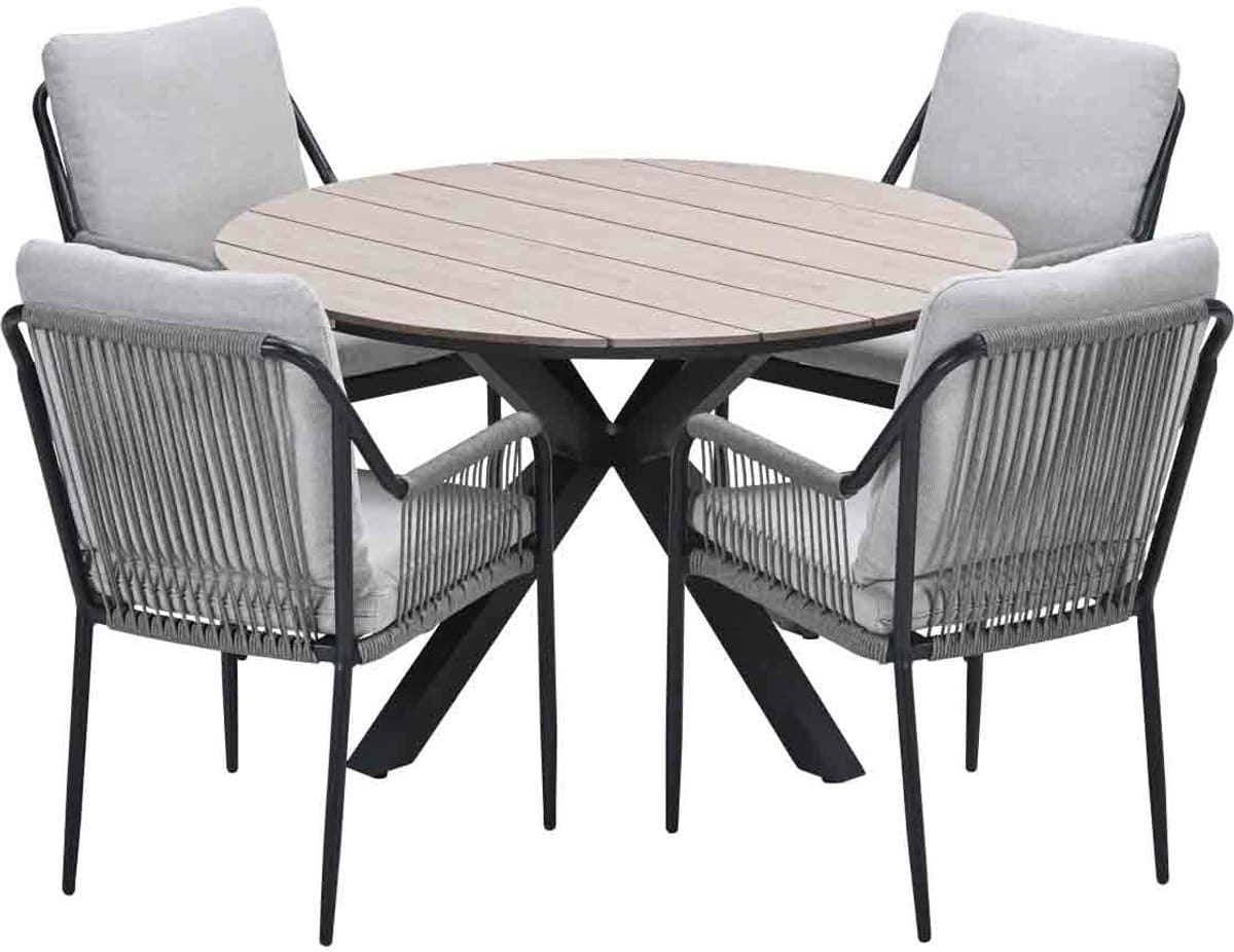 Garden Impressions Stevie tuinset 5-delig taupe – Tulli tuintafel Ø122×75