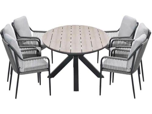 Garden Impressions Stevie tuinset 7-delig taupe - Tulli tuintafel 220x115xH75