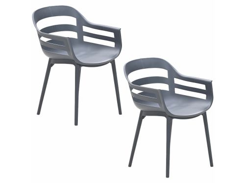 Garden Impressions Sunny tuinstoel donker grijs - 2 stuks