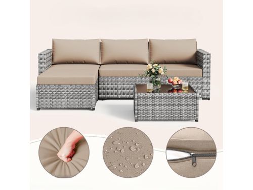 Gartenmöbel Set Polyrattan Lounge 5-Delig Modulair met 3