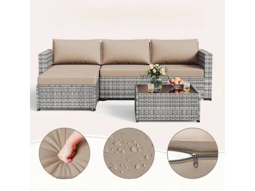 Gartenmรถbel Set Polyrattan Lounge 5-Delig Modulair met 3