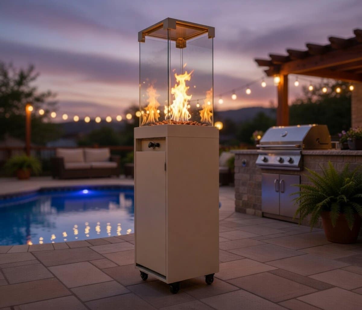 gas terrasverwarmer 36x36x150 cm 5,5 kw vrijstaand & draagbaar