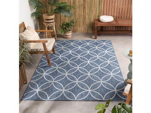 Geometrisch buitenkleed - Faro Ripple Blauw - 230x330 cm