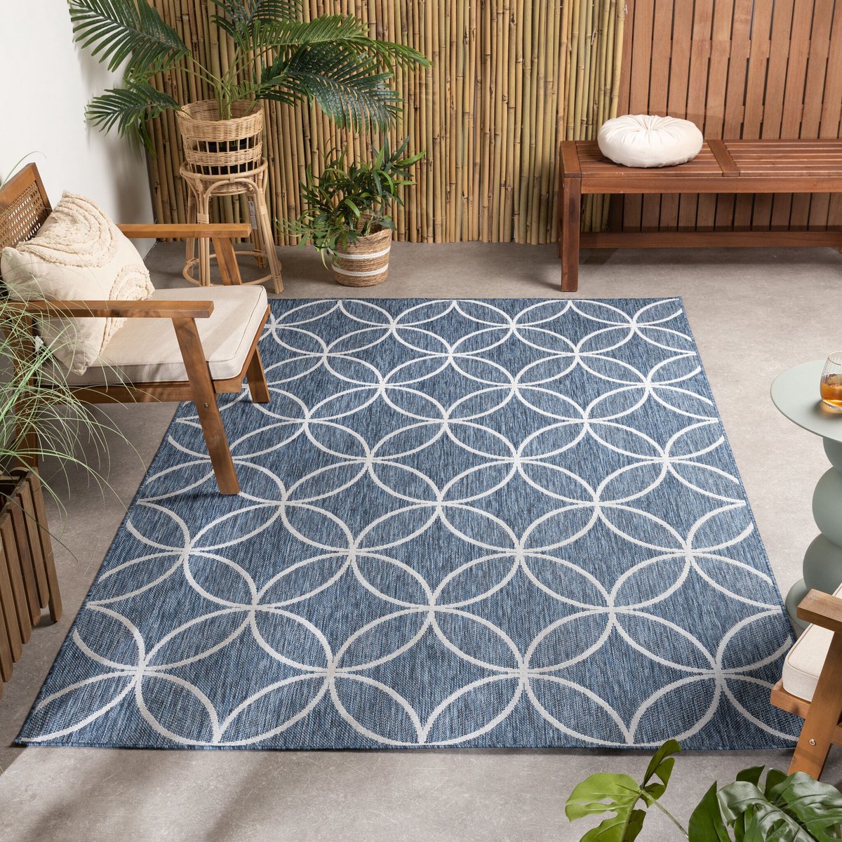 geometrisch buitenkleed faro ripple blauw 230×330 cm