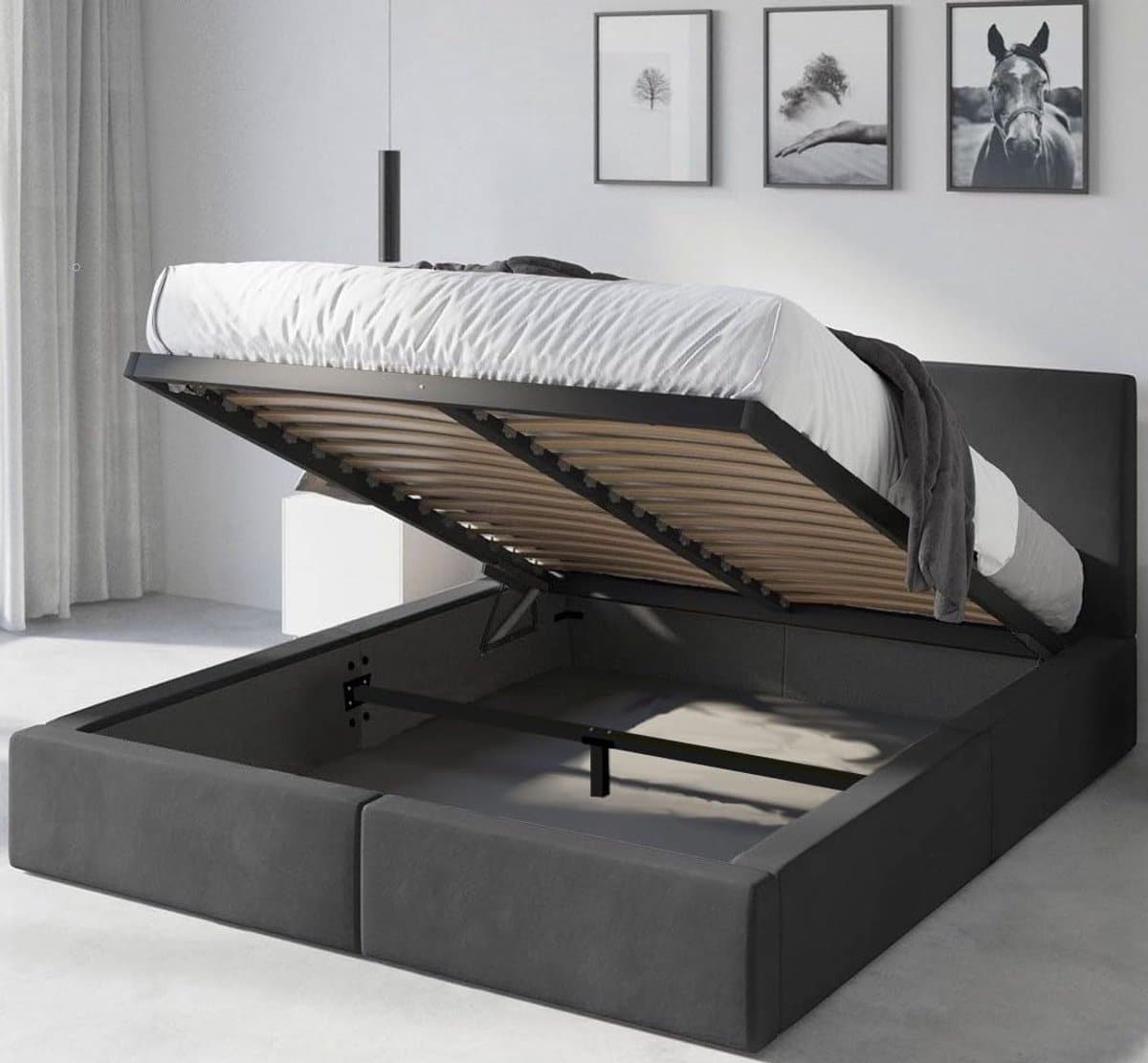 gestoffeerd bed frame met opbergruimte slaapkamer meubel