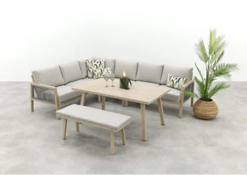 GI Decala rope lounge-/diningset incl. tuinbank - Teak/Zand