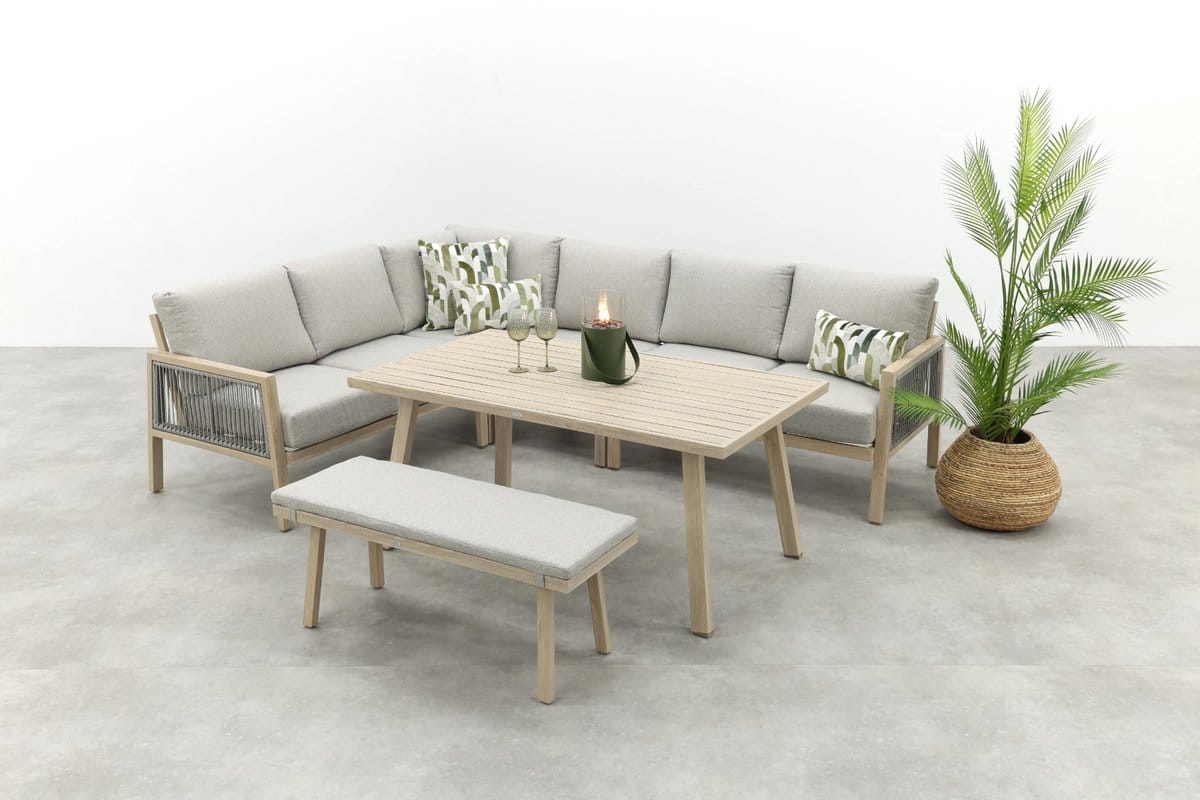 gi decala rope lounge /diningset incl. tuinbank teak/zand