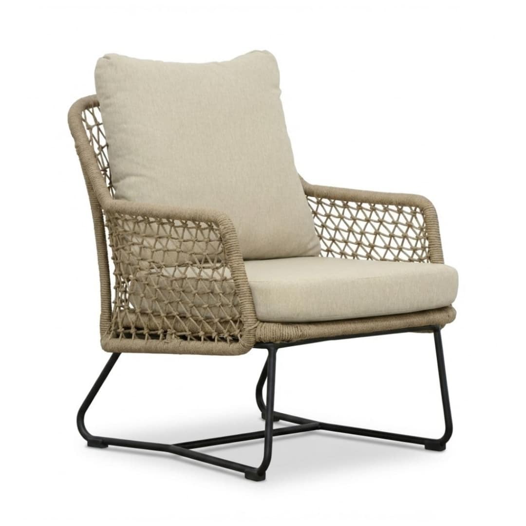 gianna low dining tuinstoel | touw + aluminium | sahara dust