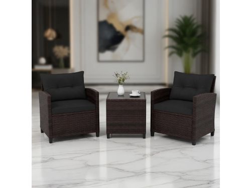 GIANTEX Luxe Rotan Balkonset 2 Personen - MedaHomeStore Tuinmeubelset 3