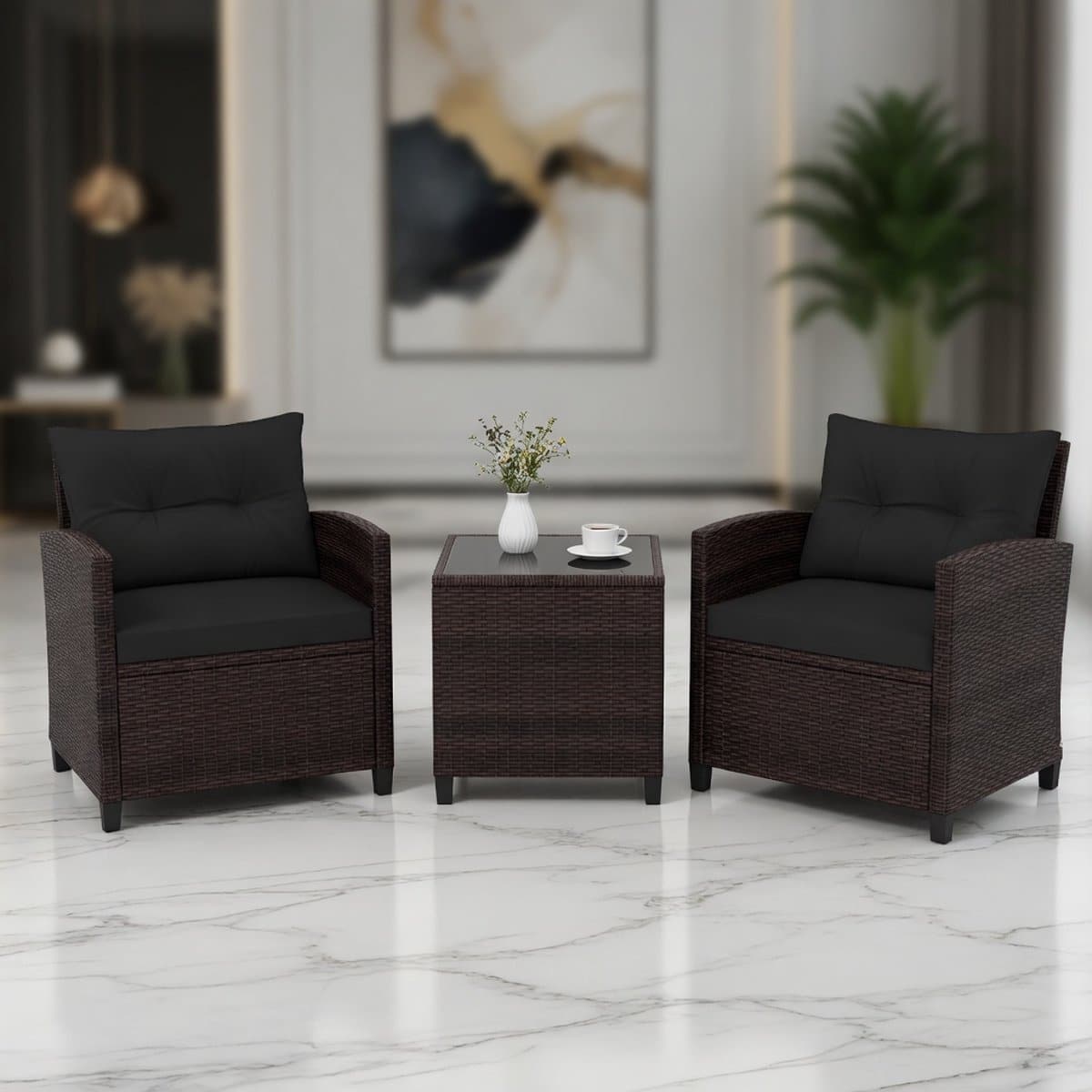 giantex luxe rotan balkonset 2 personen medahomestore tuinmeubelset 3