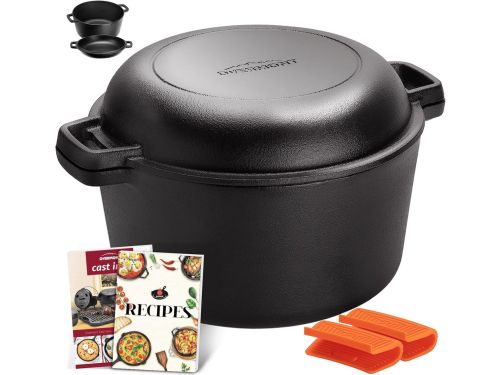 Gietijzeren Dutch Oven 5 Liter met Koekenpan Deksel