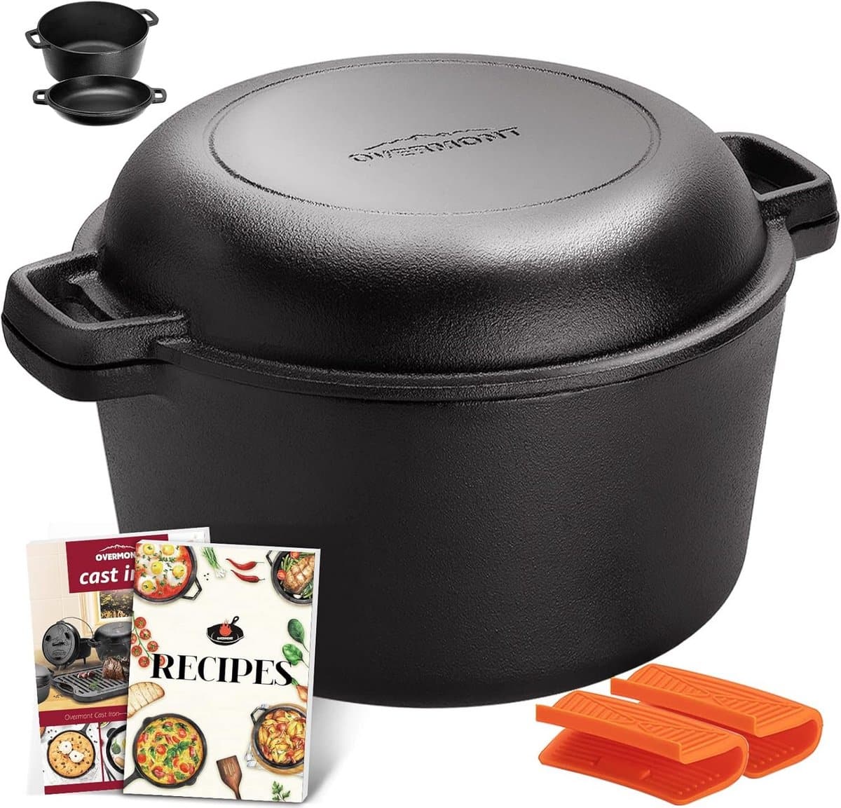 gietijzeren dutch oven 5 liter met koekenpan deksel
