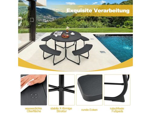 Grand Pavilion Ronde Picknickset voor 8 Personen - Luxe Tuintafel