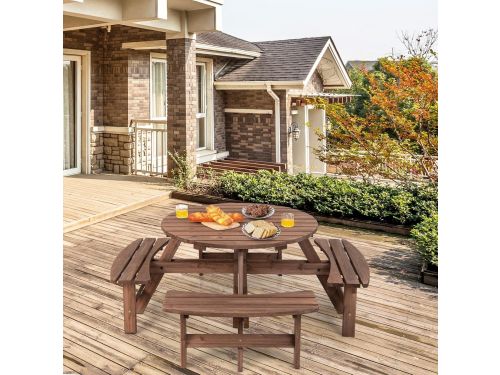 Grand Pavilion Ronde Picknicktafel Set - XXL Tuintafel voor 8